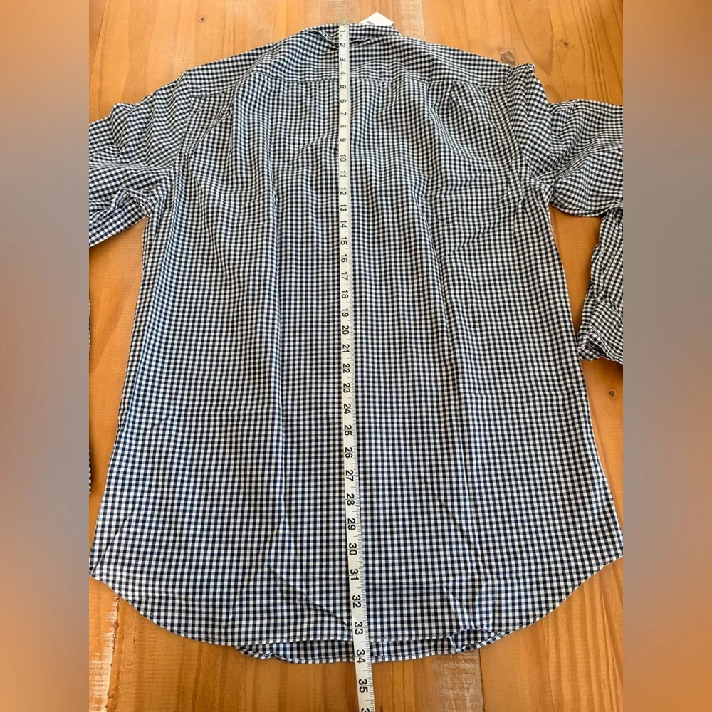 J. Crew Men's Navy and White Check Shirt NWT LARGE TALL Flex Button Up Shirt
